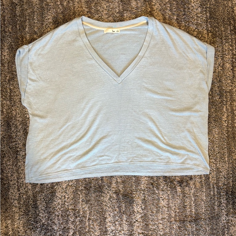 Wilfred Soft Blue V-Neck Crop Top